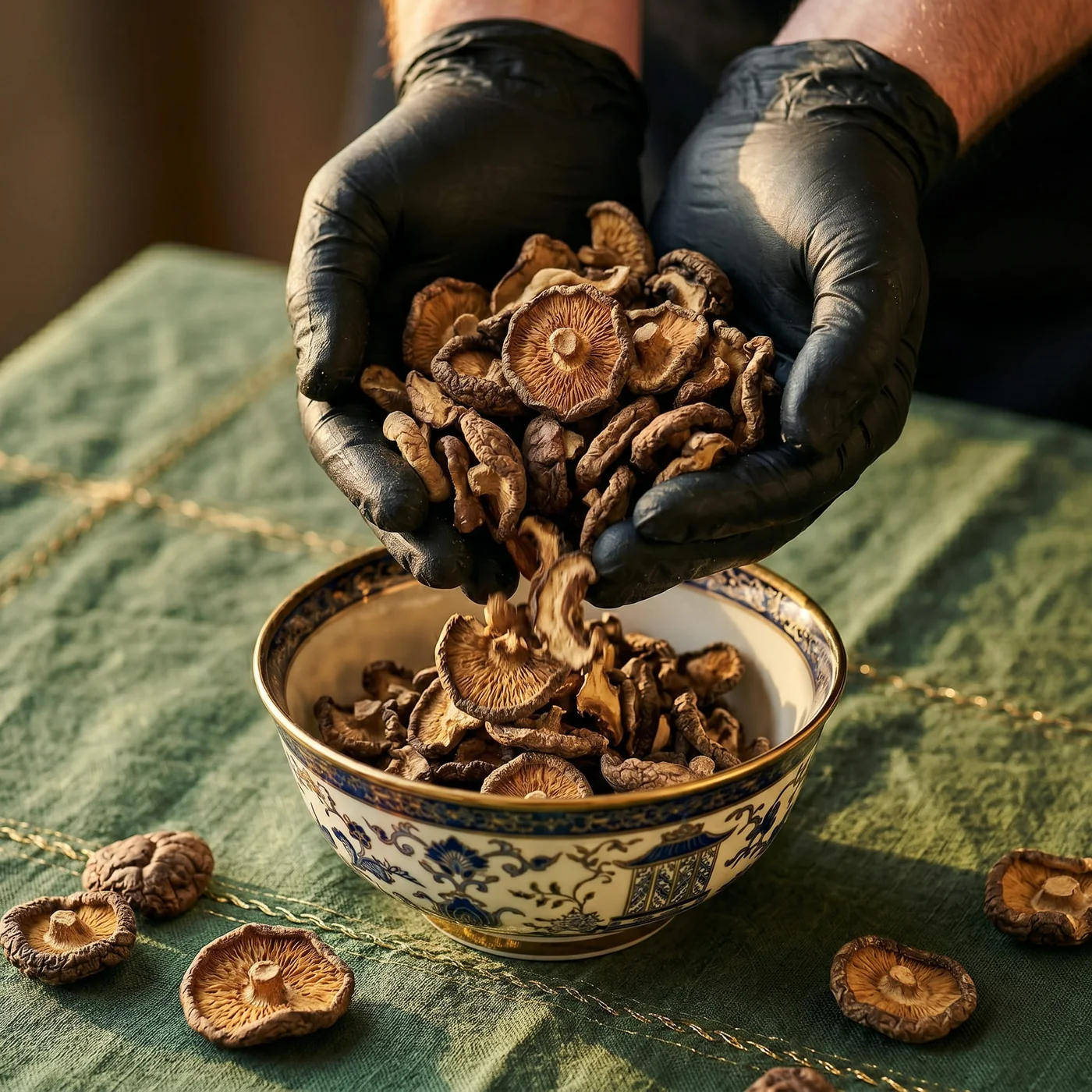 Cogumelos shiitake em destaque